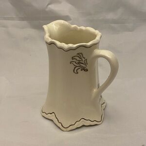Small Pitcher Hand-painted Silver-trimmed Ivory, Ceramic, Vintage
